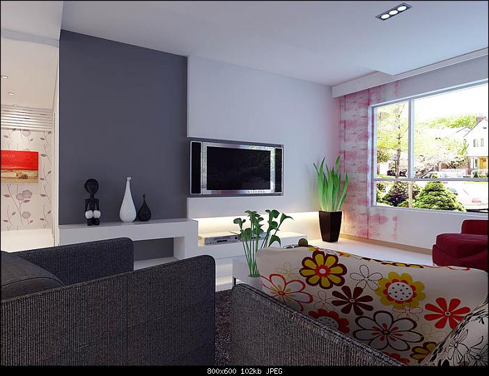 Minimalism Living Room Design: Pink